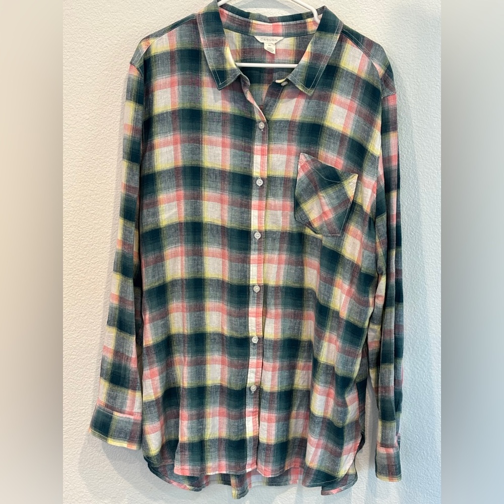 EUC!! CASLON Multicolor Plaid Button-Down Shirt - Size XXL